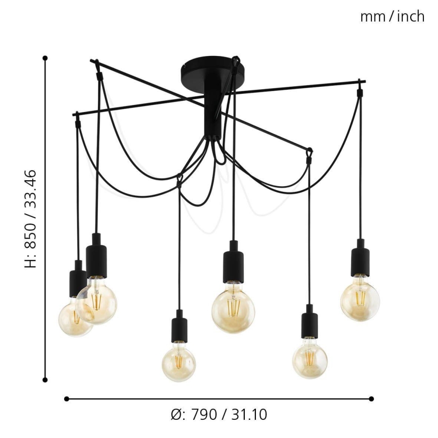 Eglo - Lustra ar auklu 6xE27/60W/230V zirneklis