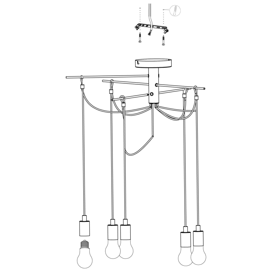 Eglo - Lustra ar auklu 6xE27/60W/230V zirneklis