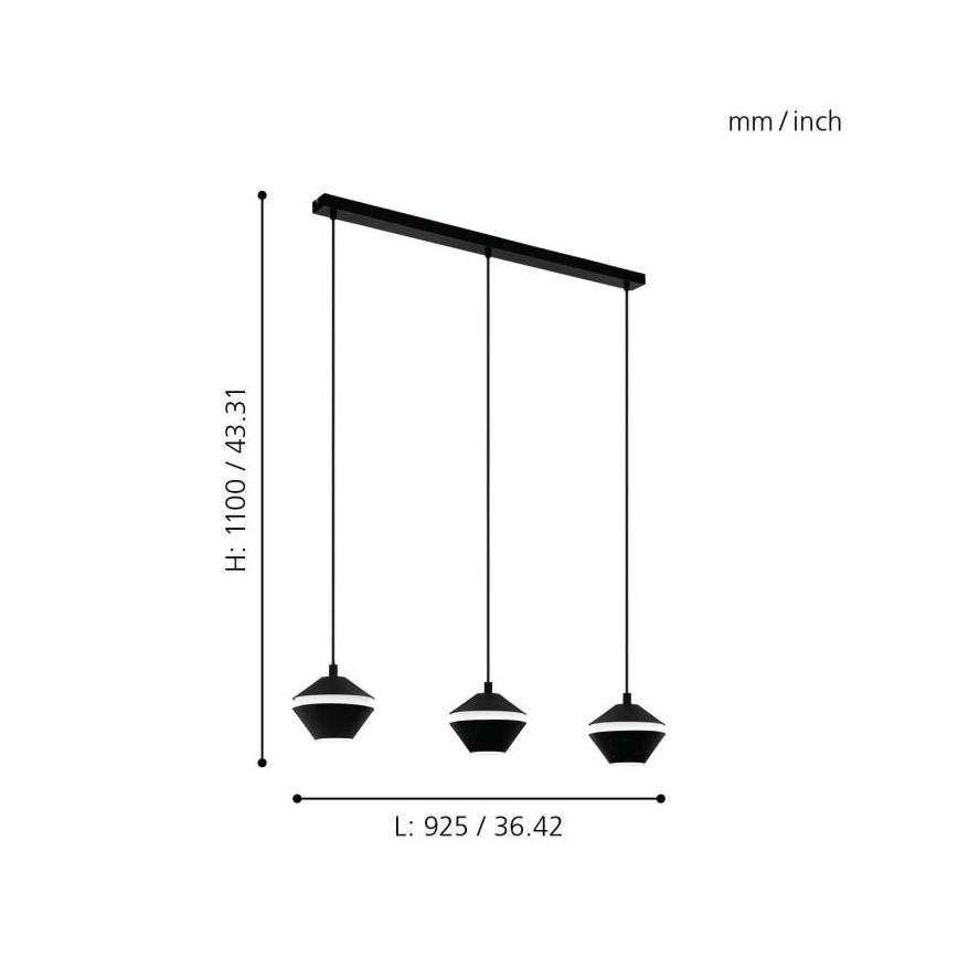 Eglo - LED Lustra ar auklu 3xGU10/5W/230V