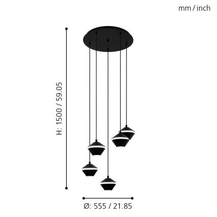 Eglo - LED Lustra ar auklu 5xGU10/5W/230V