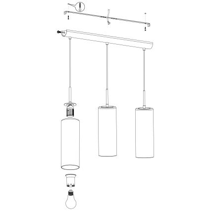 Eglo - Lustra ar auklu 3xE27/15W/230V