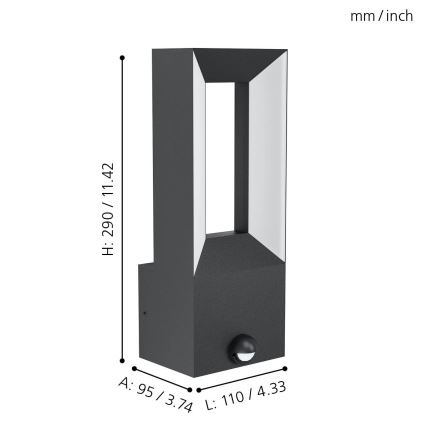 Eglo - LED Āra gaismeklis ar sensoru 2xLED/5W/230V IP44