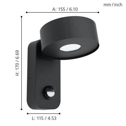 Eglo - LED Āra sienas gaismeklis ar sensoru LED/6W/230V IP44