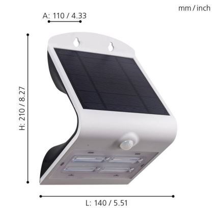 Eglo - Saules enerģijas lampa ar sensoru LED/3,2W/3,7V IP54