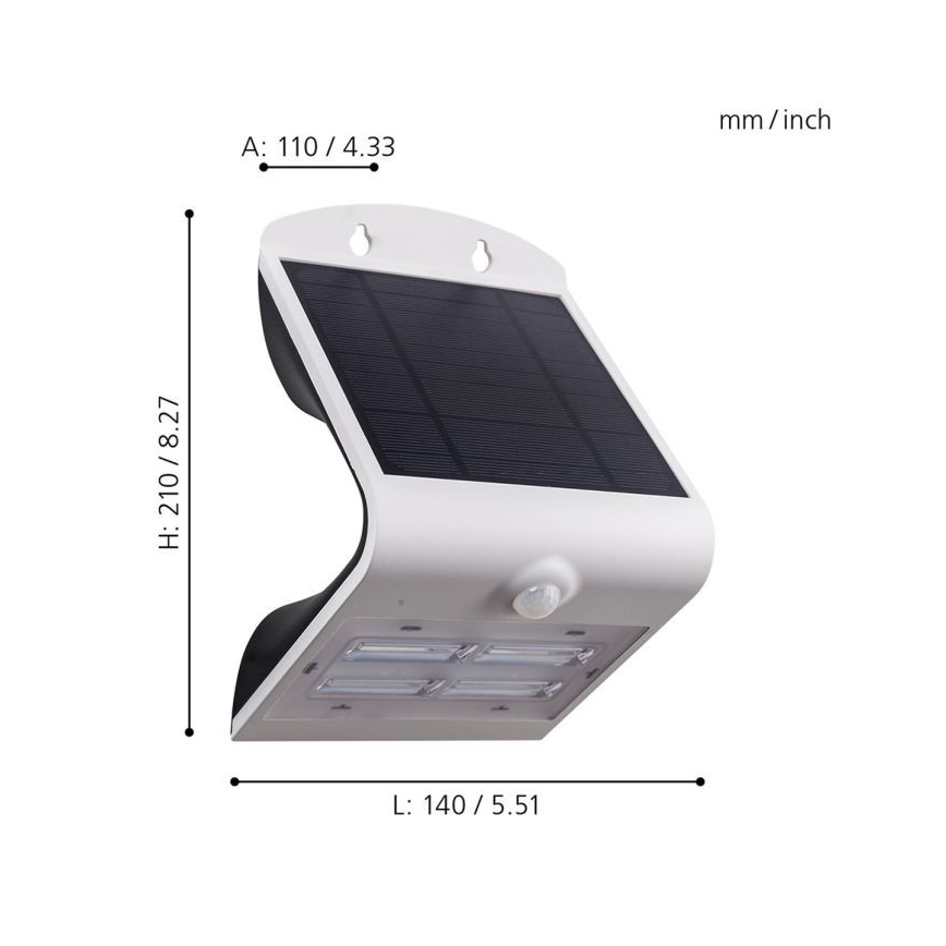 Eglo - Saules enerģijas lampa ar sensoru LED/3,2W/3,7V IP54