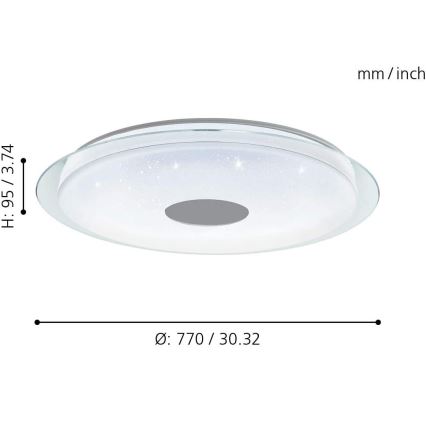 Eglo - LED RGB Aptumšojams griestu gaismeklis LANCIANO-C LED/53W/230V + TP