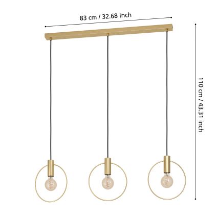 Eglo - Lustra ar auklu 3xE27/40W/230V