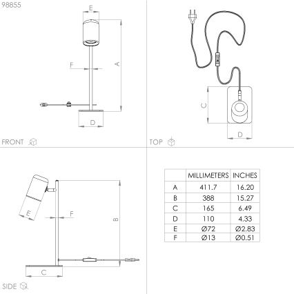 Eglo - LED Galda lampa 1xGU10/4,5W/230V melna