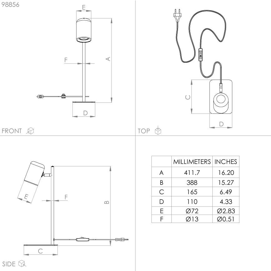 Eglo - LED Galda lampa 1xGU10/4,5W/230V balta