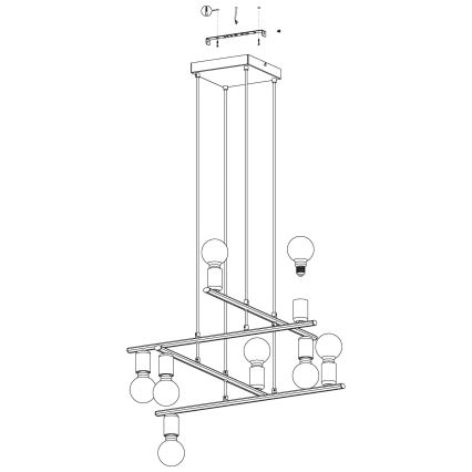 Eglo - Lustra ar auklu 8xE27/40W/230V