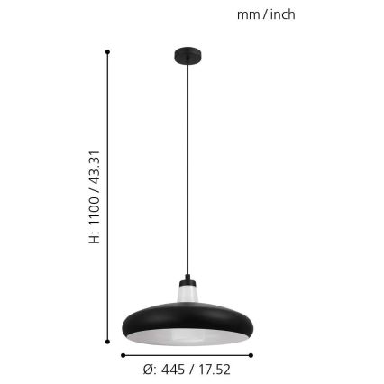 Eglo - LED RGB Aptumšojama lustra uz auklas TABANERA-C 1xE27/9W/230V