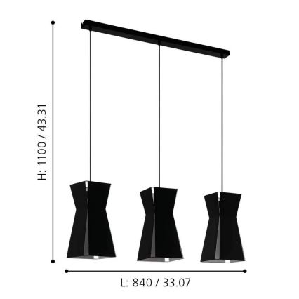 Eglo - Lustra ar auklu 3xE27/40W/230V