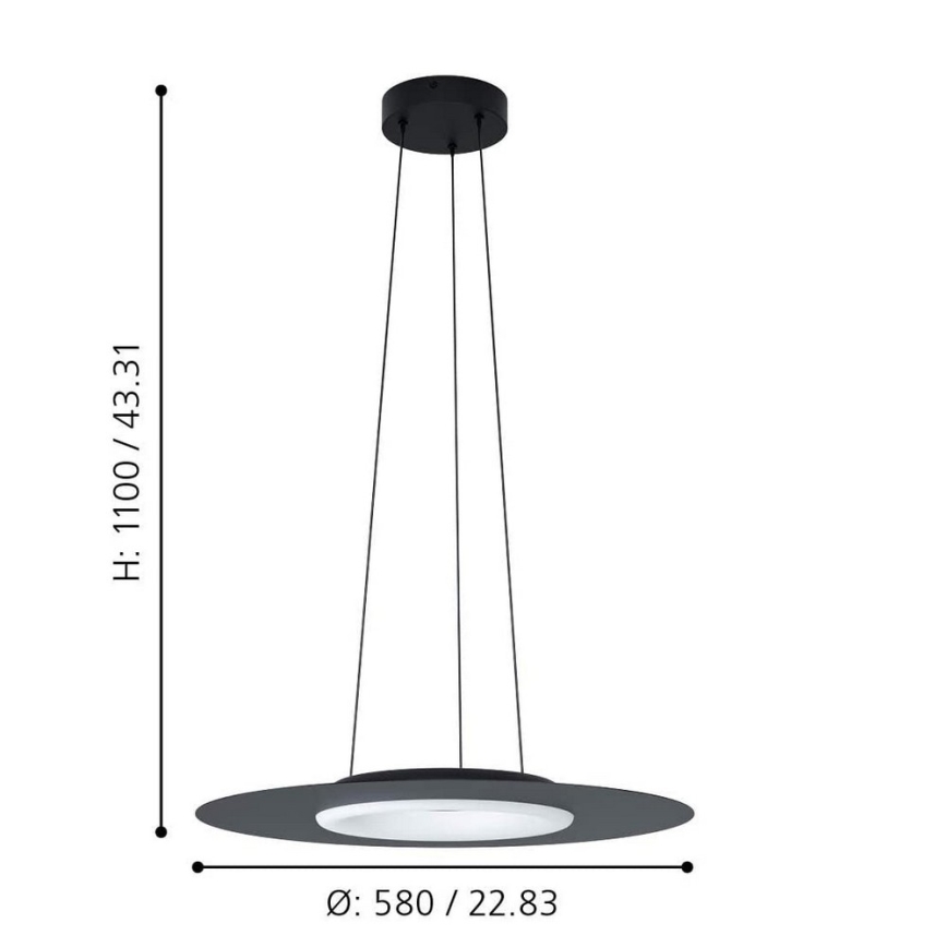 Eglo - LED RGB Aptumšojama lustra uz auklas COMPO ROSSO-C LED/16W/230V + TP