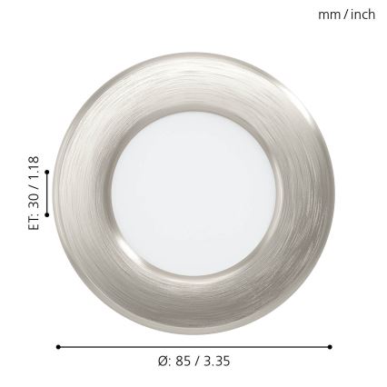 Eglo - LED iebūvējamais griestu gaismeklis, 2,7 W, 230 V, Ø 8,6 cm