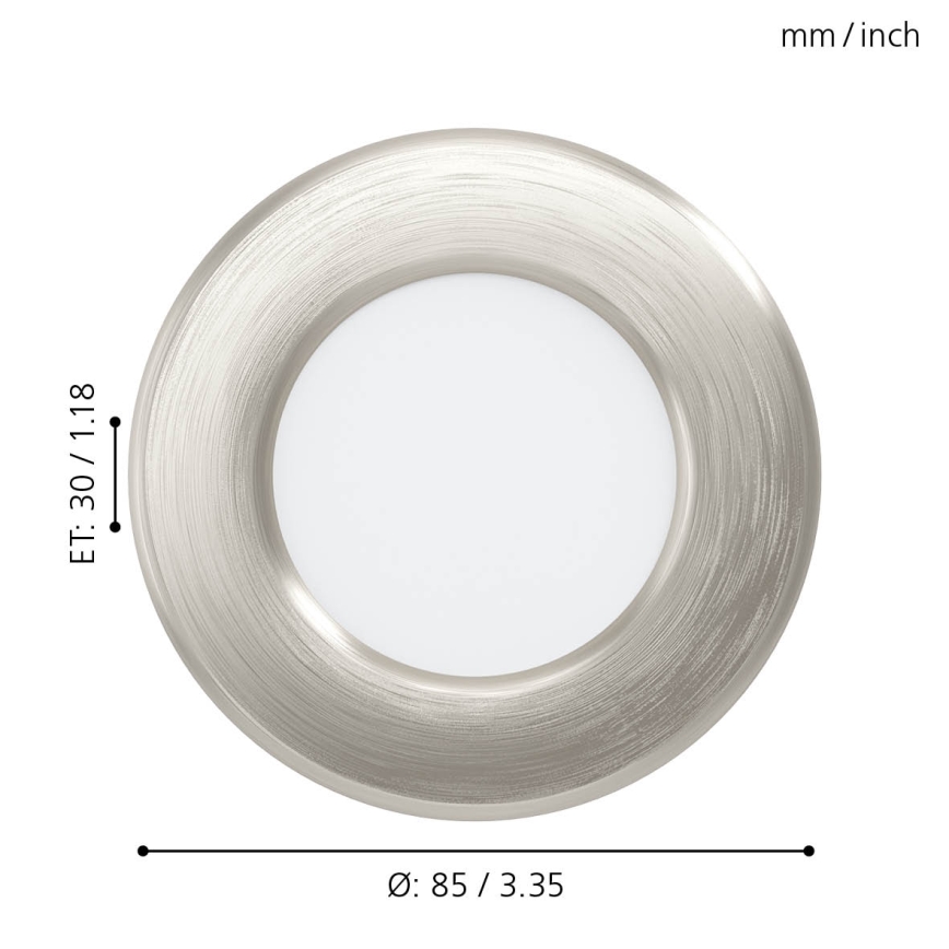 Eglo - LED iebūvējamais griestu gaismeklis, 2,7 W, 230 V, Ø 8,6 cm