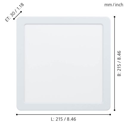 Eglo - LED iebūvējamais griestu gaismeklis LED/16,5W/230V 21,6x21,6 cm