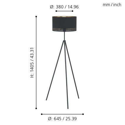 Eglo - Grīdas lampa 1xE27/40W/230V