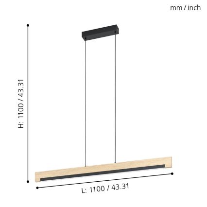 Eglo - LED Aptumšojama lustra ar auklu LED/25,5W/230V