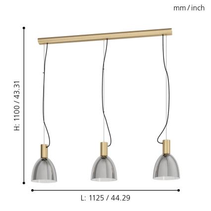 Eglo - Lustra ar auklu 3xE27/40W/230V