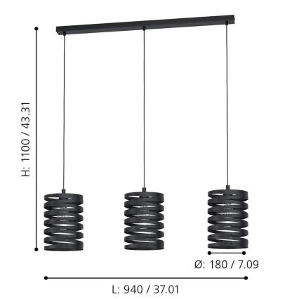 Eglo - Lustra ar auklu 3xE27/40W/230V