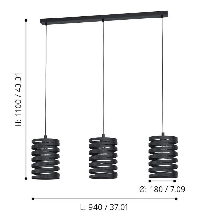 Eglo - Lustra ar auklu 3xE27/40W/230V