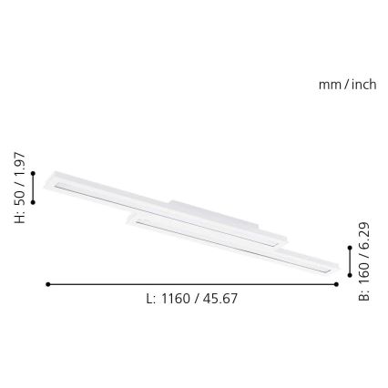 Eglo - LED RGB Regulējams griestu gaismeklis SALITERAS-C 2xLED/10W/230V