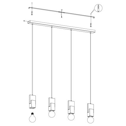 Eglo - Lustra ar auklu 4xE27/40W/230V