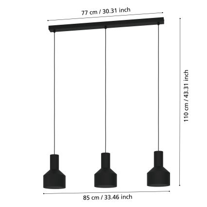 Eglo - Lustra ar auklu 3xE27/40W/230V