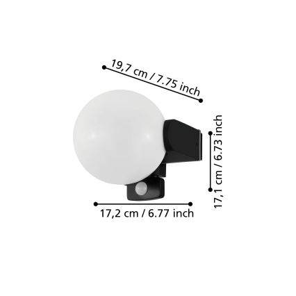 Eglo 99573 - Āra sienas gaismeklis ar sensoru RUBIO 1xE27/15W/230V IP44