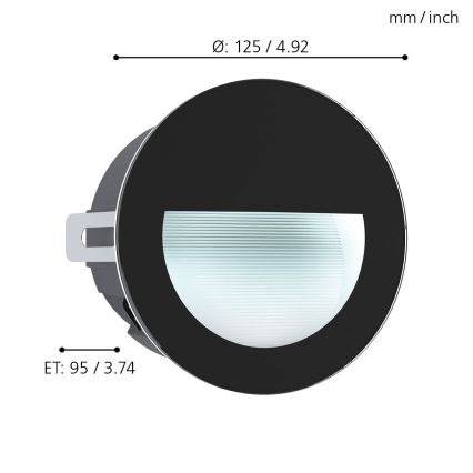 Eglo - LED Āra iebūvējamais gaismeklis LED/2,5W/230V IP65 melns