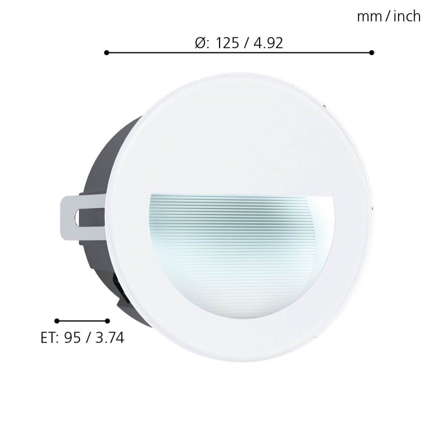 Eglo - LED Āra iebūvējamais gaismeklis LED/2,5W/230V IP65 balts