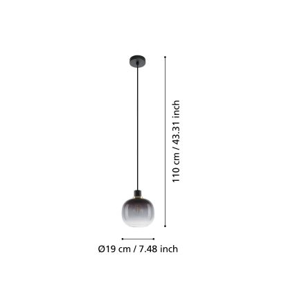 Eglo - Lustra ar auklu 1xE27/40W/230V pelēka