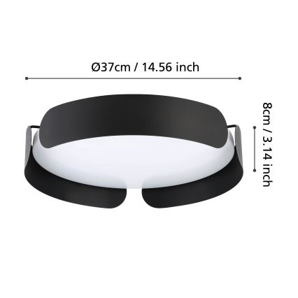 Eglo - LED griestu gaismeklis LED/20W/230V Ø 37 cm melns