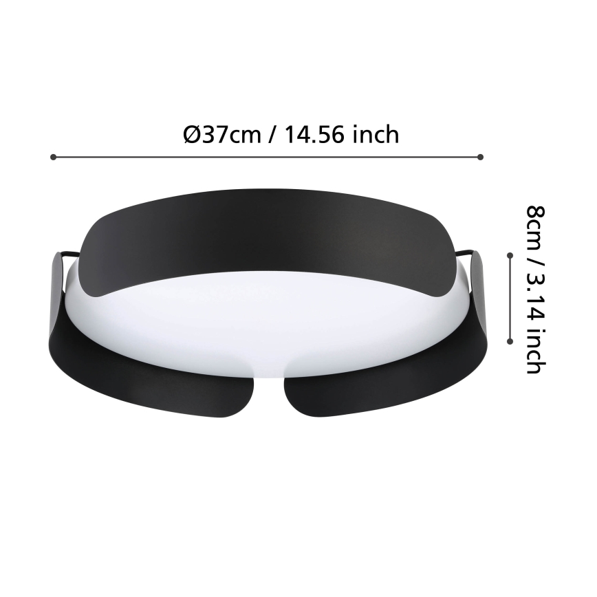 Eglo - LED griestu gaismeklis LED/20W/230V Ø 37 cm melns