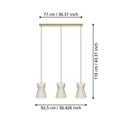 Eglo - Lustra ar auklu 3xE27/40W/230V zelta