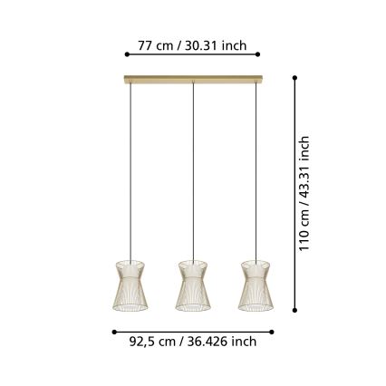 Eglo - Lustra ar auklu 3xE27/40W/230V zelta