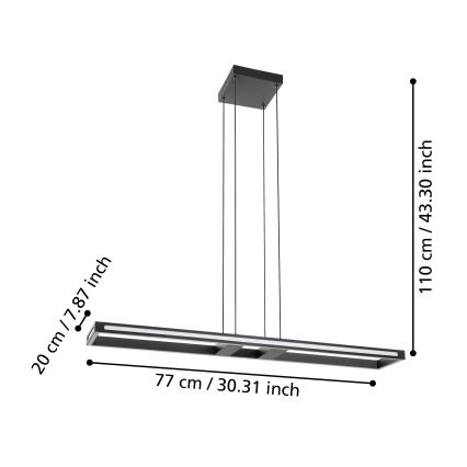 Eglo - LED Aptumšojama lustra ar auklu LED/33W/230V 2700-6500K