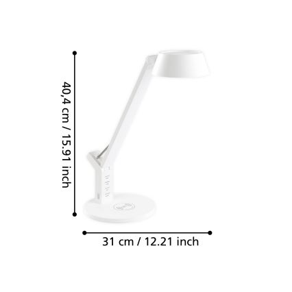 Eglo - LED Aptumšojama skārienvadāma galda lampa ar bezvadu uzlādi LED/4,8W/230V balta