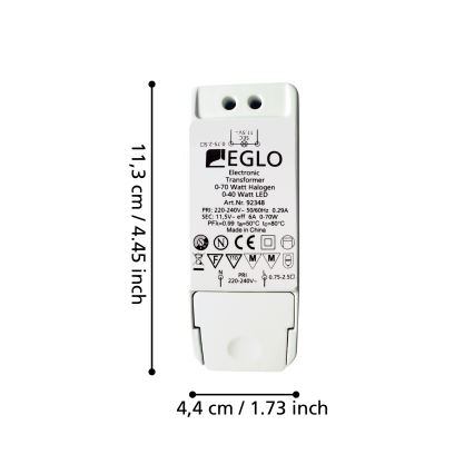 Eglo - elektriskais transformators 70W/230V/11.5V AC