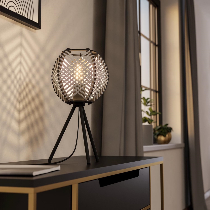 Eglo - Galda lampa 1xE27/40W/230V balta/melna