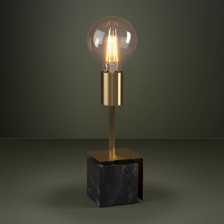 Eglo - Galda lampa 1xE27/40W/230V zelta/melna marmors