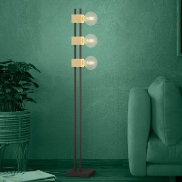 Eglo - Grīdas stāvlampa 3xE27/40W/230V melna/brūna