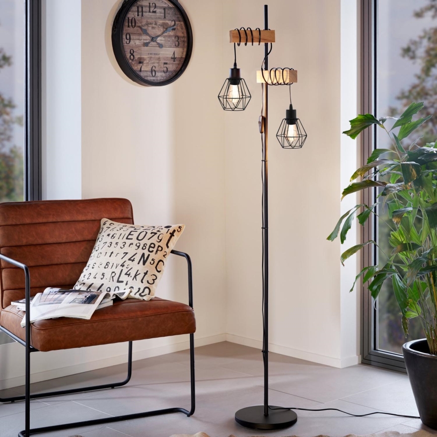 Eglo - Grīdas stāvlampa TOWNSHEND 2xE27/60W/230V