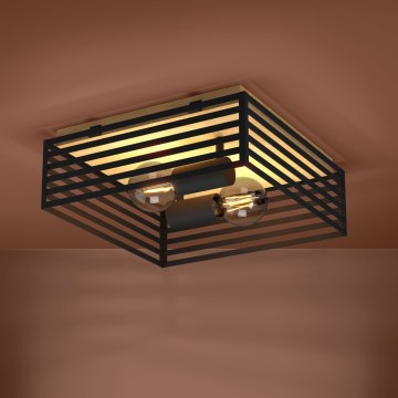 Eglo - Griestu lampa 2xE27/40W/230V melna/brūna