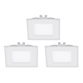Eglo - Komplekts 3x LED iebūvējamais griestu gaismeklis FUEVA 1 LED/2,7W/230V 8,5x8,5 cm