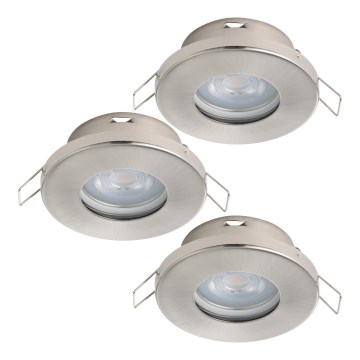 Eglo - KOMPLEKTS 3xLED Vannas istabas iegremdējama lampa 1xGU10/4W/230V IP44 matēts hroms
