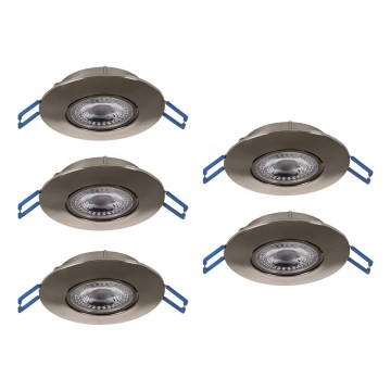 Eglo - Komplekts 5x LED iebūvējamais griestu lukturis LED/4,9W/230V 2700/4000/6500K Ø 9 cm matēts hroms
