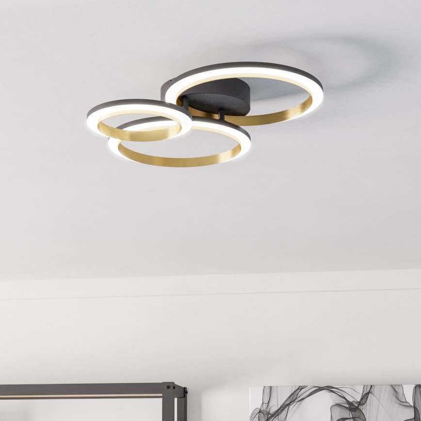 Eglo - LED Aptumšojama griestu lampa LED/20W/230V 4000K melna/zelta