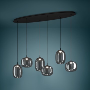 Eglo - LED Aptumšojama lustra ar auklu 6xLED/3,7W/230V 2700-6500K dūmakains + tālvadības pults