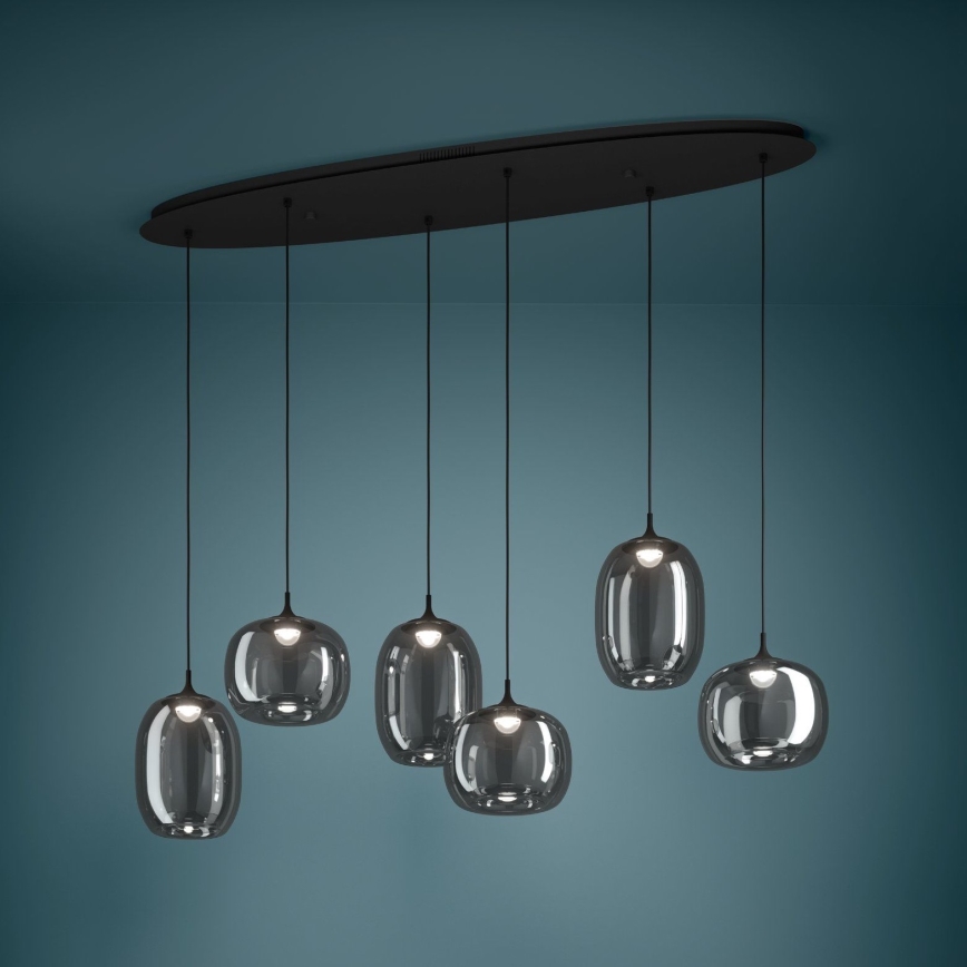 Eglo - LED Aptumšojama lustra ar auklu 6xLED/3,7W/230V 2700-6500K dūmakains + tālvadības pults
